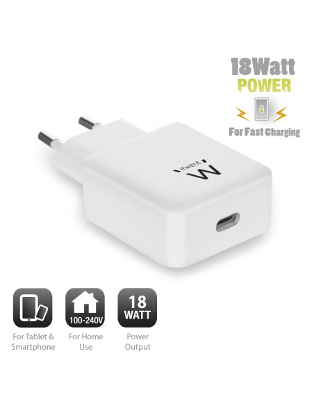 Ewent EW1315 cargador de dispositivo móvil Interior Blanco