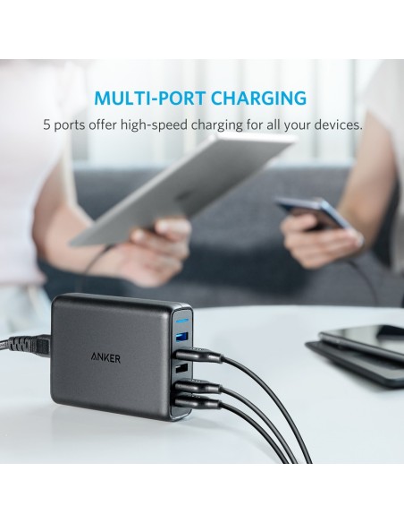 Anker PowerPort Speed 5 Ports Negro Interior