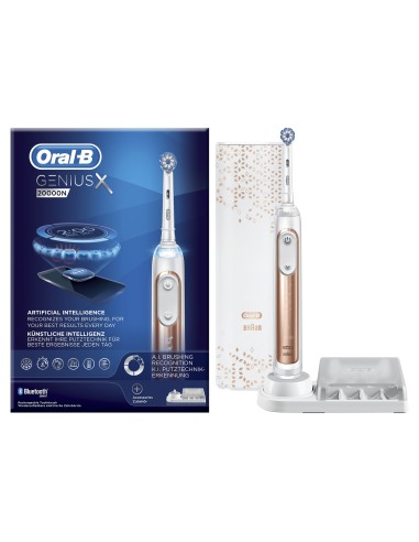 Oral-B Genius 80324921 cepillo eléctrico para dientes Adulto Cepillo dental oscilante Oro rosa, Blanco
