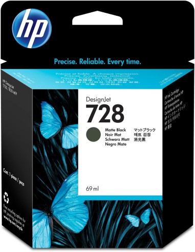 HP 728 69-ml Matte Black DesignJet Ink Cartridge cartucho de tinta Original Negro mate