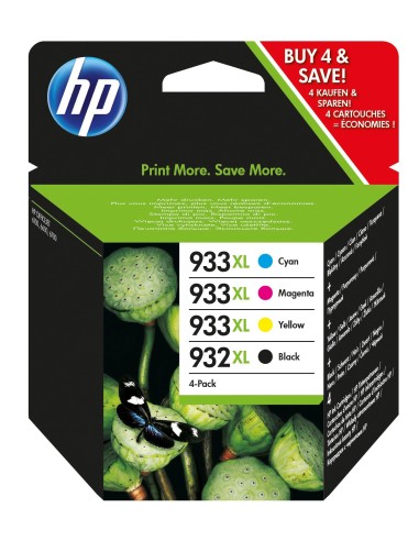HP 932XL 933XL cartucho de tinta 4 pieza(s) Original Alto rendimiento (XL) Negro, Cian, Magenta, Amarillo