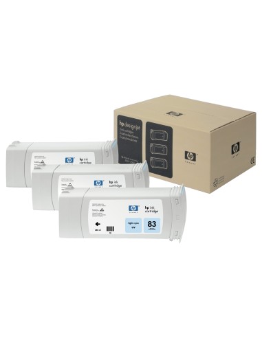 HP Pack de ahorro 3 cartuchos tinta UV DesignJet 83 cian claro 680 ml