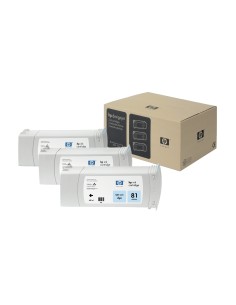 HP Pack de ahorro 3 cartuchos tinta colorante DesignJet 81 cian claro 680 ml