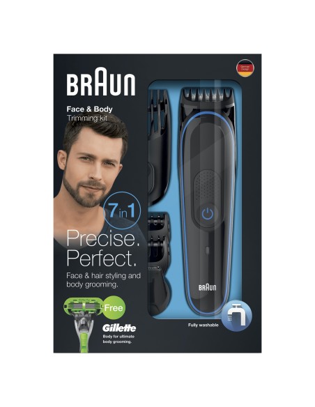 Braun Multigroomer 81681340 depiladora para la barba Mojado y seco Negro, Azul