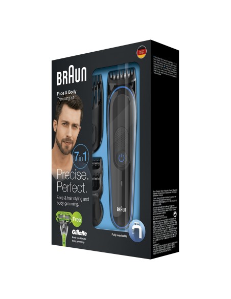 Braun Multigroomer 81681340 depiladora para la barba Mojado y seco Negro, Azul
