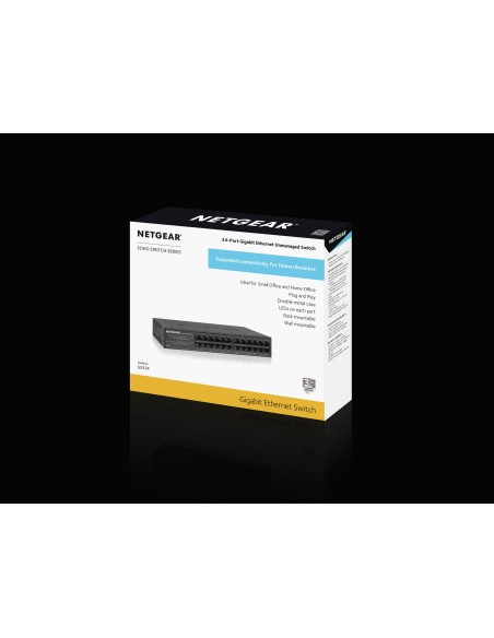 Netgear GS324 No administrado Gigabit Ethernet (10 100 1000) Negro 1U