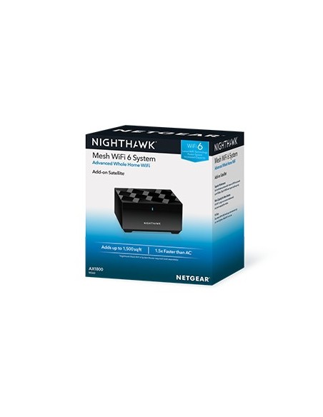 Netgear Nighthawk Mesh WiFi 6 Add-On Satellite router inalámbrico Gigabit Ethernet Doble banda (2,4 GHz   5 GHz) Negro