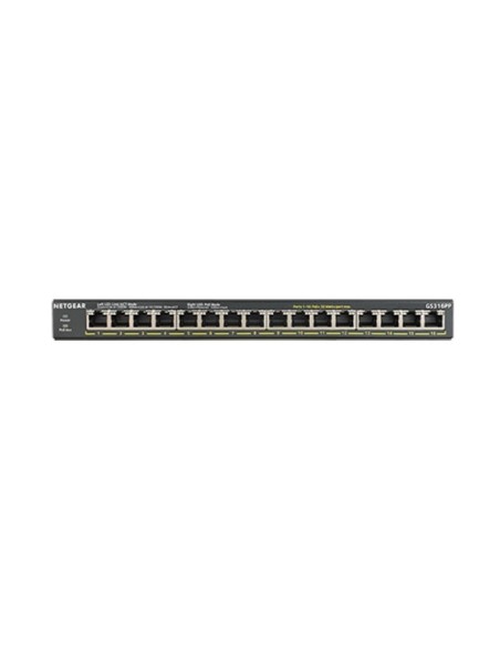 Netgear GS316PP No administrado Gigabit Ethernet (10 100 1000) Energía sobre Ethernet (PoE) Negro
