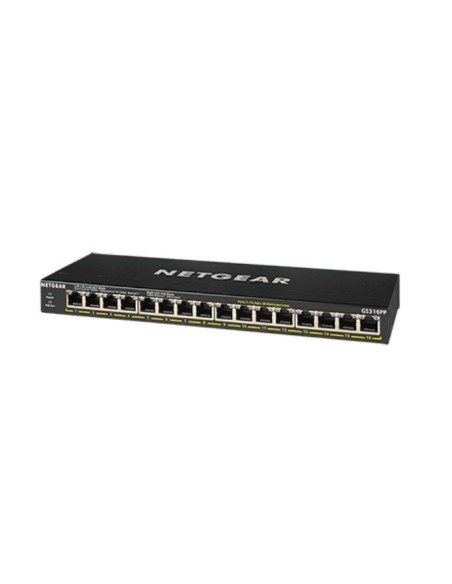 Netgear GS316PP No administrado Gigabit Ethernet (10 100 1000) Energía sobre Ethernet (PoE) Negro