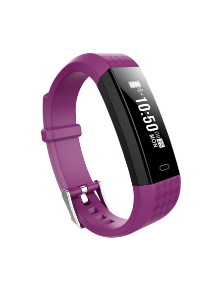 Brigmton BSPORT-B1-M rastreador de actividad Wristband activity tracker Negro, Púrpura IP67 OLED 2,21 cm (0.87") Inalámbrico