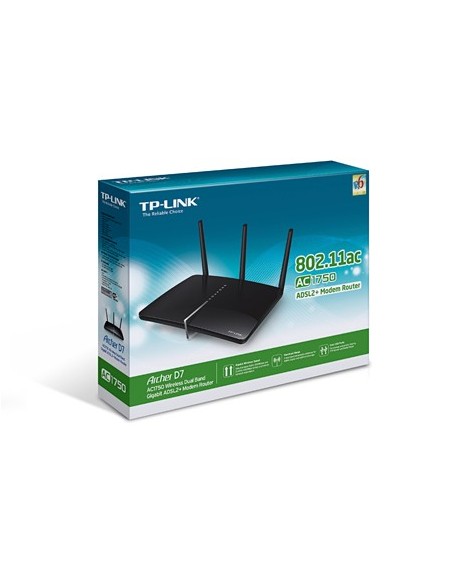 TP-LINK Archer D7 router inalámbrico Doble banda (2,4 GHz   5 GHz) Gigabit Ethernet Negro