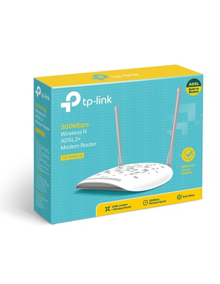 TP-LINK TD-W8961N router inalámbrico Ethernet rápido Banda única (2,4 GHz) Gris, Blanco