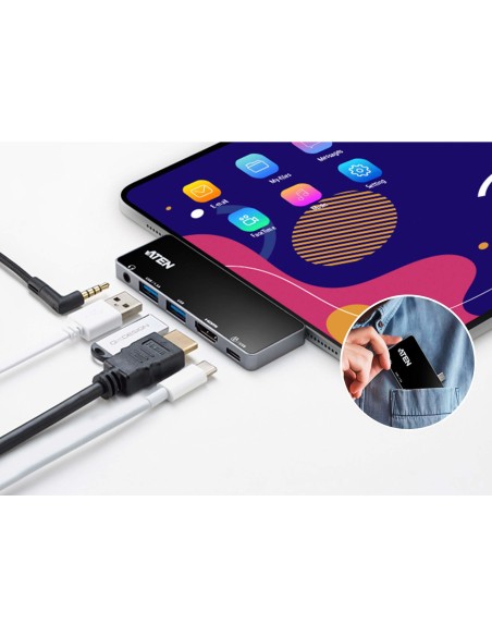 ATEN Docking station de viaje USB-C con pasarela de alimentación