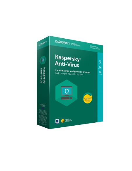 Kaspersky Lab Anti-Virus 2018 Español Licencia completa 3 licencia(s) 1 año(s)