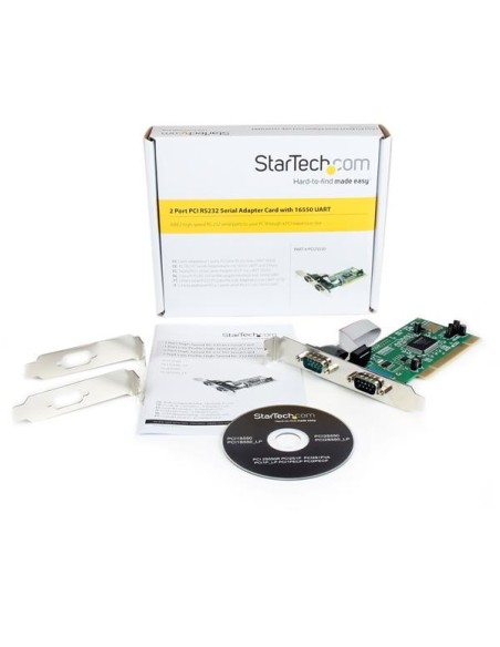 StarTech.com Tarjeta Adaptadora PCI de 2 Puertos Serie RS232 DB9 UART 16550 Serial - 5V