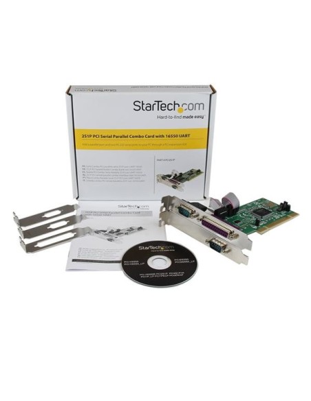 StarTech.com Tarjeta Adaptadora PCI de 2 Puertos Serie DB9 UART 16550 y un Puerto Paralelo