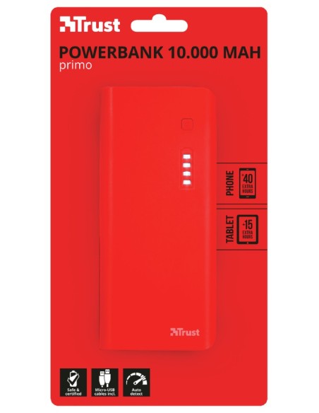 Trust Primo 10000 mAh batería externa Ión de litio Rojo
