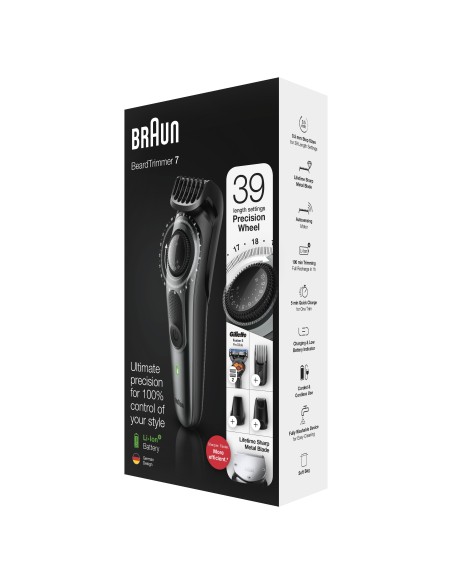 Braun BT7220 depiladora para la barba Negro, Plata