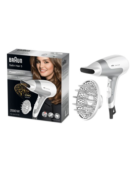 Braun Satin Hair 5 HD 585 2500 W Blanco, Plata