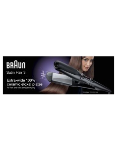Braun Satin Hair 3 ST 310 Plancha de pelo Caliente Negro, Plata 2 m