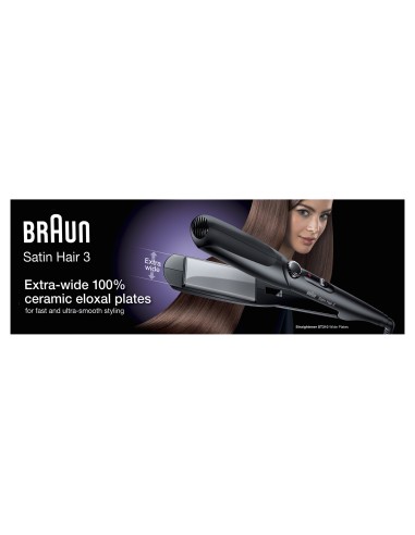 Braun Satin Hair 3 ST 310 Plancha de pelo Caliente Negro, Plata 2 m