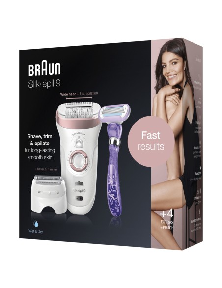 Braun Silk-épil 9 SensoSmart 9 870 40 pinzas Rosa, Blanco