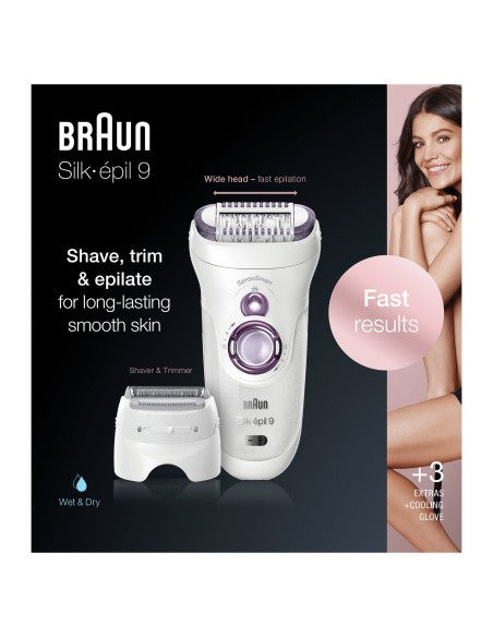 Braun Silk-épil 9 81706314 depiladora 40 pinzas Blanco, Púrpura