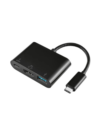 AISENS CONVERSOR USB-C A HDMI USB-C TIPO A USB 3.0, 3 EN 1, NEGRO, 15 CM