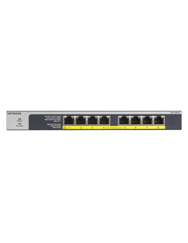 Netgear GS108LP No administrado Gigabit Ethernet (10 100 1000) Energía sobre Ethernet (PoE) 1U Negro, Gris