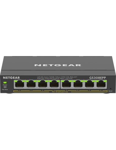 Netgear GS308EPP Gestionado L2 L3 Gigabit Ethernet (10 100 1000) Energía sobre Ethernet (PoE) Negro