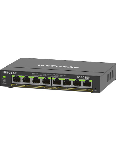 Netgear GS308EPP Gestionado L2 L3 Gigabit Ethernet (10 100 1000) Energía sobre Ethernet (PoE) Negro