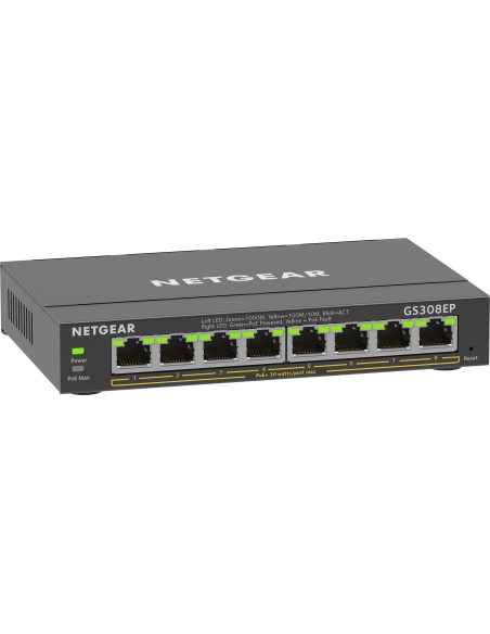Netgear GS308EP Gestionado L2 L3 Gigabit Ethernet (10 100 1000) Energía sobre Ethernet (PoE) Negro