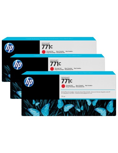 HP Pack de ahorro 3 cartuchos tinta DesignJet 771C rojo cromático 775 ml