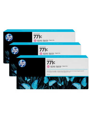 HP Pack de ahorro 3 cartuchos tinta DesignJet 771C magenta claro 775 ml