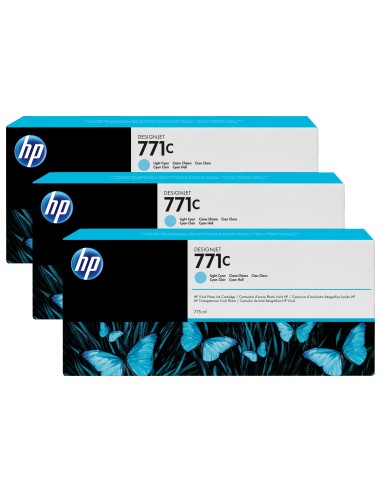 HP Pack de ahorro 3 cartuchos tinta DesignJet 771C cian claro 775 ml