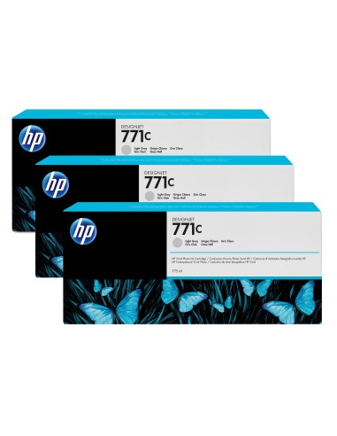 HP Pack de ahorro 3 cartuchos tinta DesignJet 771C gris claro 775 ml