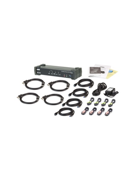 ATEN Switch KVMP™ DisplayPort 4K MST USB 3.0 de 4 puertos (cables incluidos)