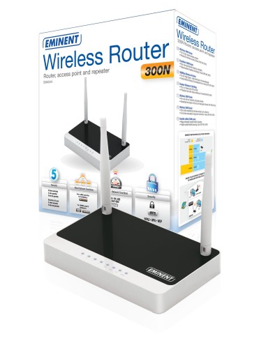Eminent EM4544 router inalámbrico Ethernet rápido Negro, Blanco