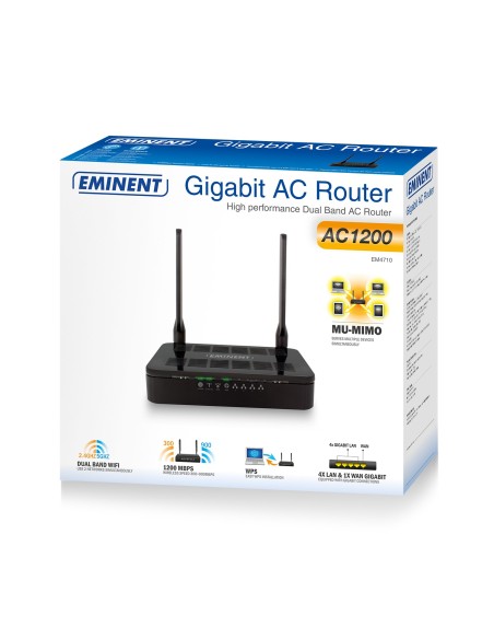 Eminent EM4710 router inalámbrico Doble banda (2,4 GHz   5 GHz) Gigabit Ethernet Negro
