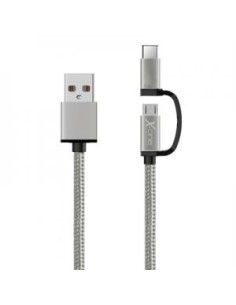 CABLE X-ONE USB a MCRO USB + TIPO C PLATA - Imagen 2
