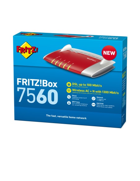 AVM FRITZ!Box 7560 router inalámbrico Doble banda (2,4 GHz   5 GHz) Gigabit Ethernet 3G Rojo