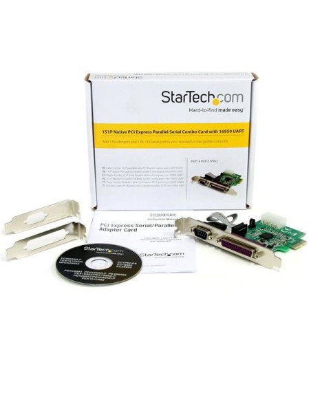 StarTech.com Adaptador Tarjeta PCI-Express un puerto Paralelo y un puerto Serie DB25 DB9 - UART16950