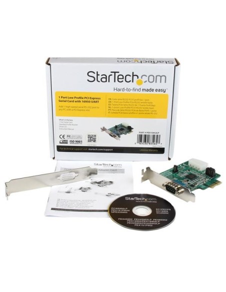 StarTech.com Tarjeta Adaptador PCI Express PCIe 1 Puerto Serie Perfil Bajo Low Profile Serial RS232 DB9 UART 16950