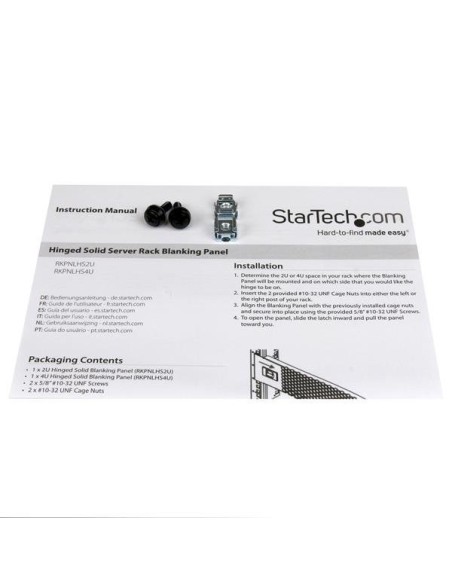 StarTech.com Panel Ciego Sólido 4U con Bisagra - Panel de Relleno para Rack