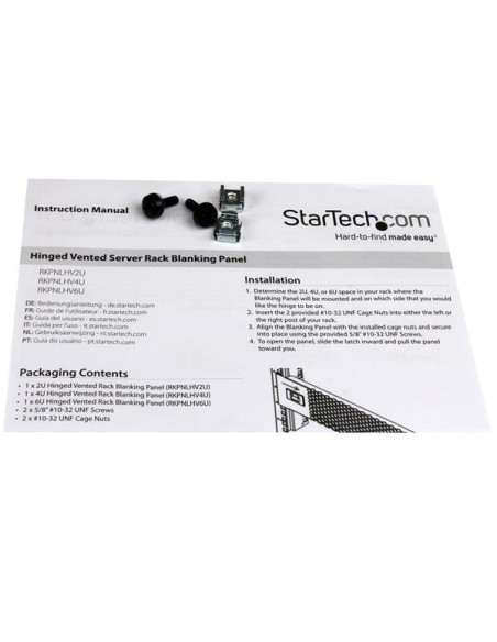 StarTech.com Panel Ciego Ventilado 4U con Bisagra - Panel de Relleno para Rack