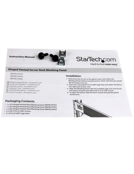 StarTech.com Panel Ciego Ventilado 6U con Bisagra - Panel de Relleno para Rack