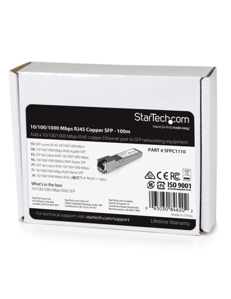 StarTech.com Módulo SFP Compatible con Cisco SFP-GE-T - Transceptor de Cobre RJ45 1000BASE-T - SFPC1110