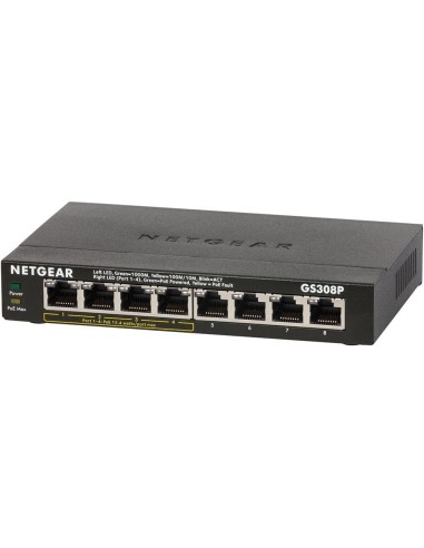 Netgear GS308P No administrado Gigabit Ethernet (10 100 1000) Energía sobre Ethernet (PoE) Negro