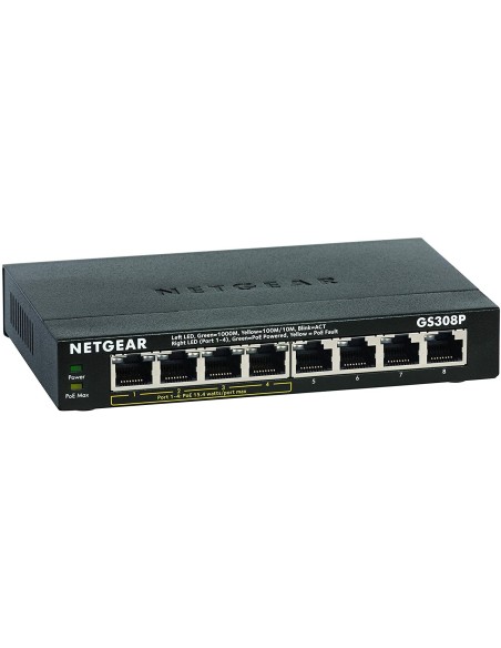 Netgear GS308P No administrado Gigabit Ethernet (10 100 1000) Energía sobre Ethernet (PoE) Negro