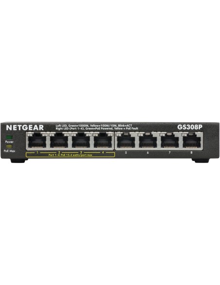 Netgear GS308P No administrado Gigabit Ethernet (10 100 1000) Energía sobre Ethernet (PoE) Negro